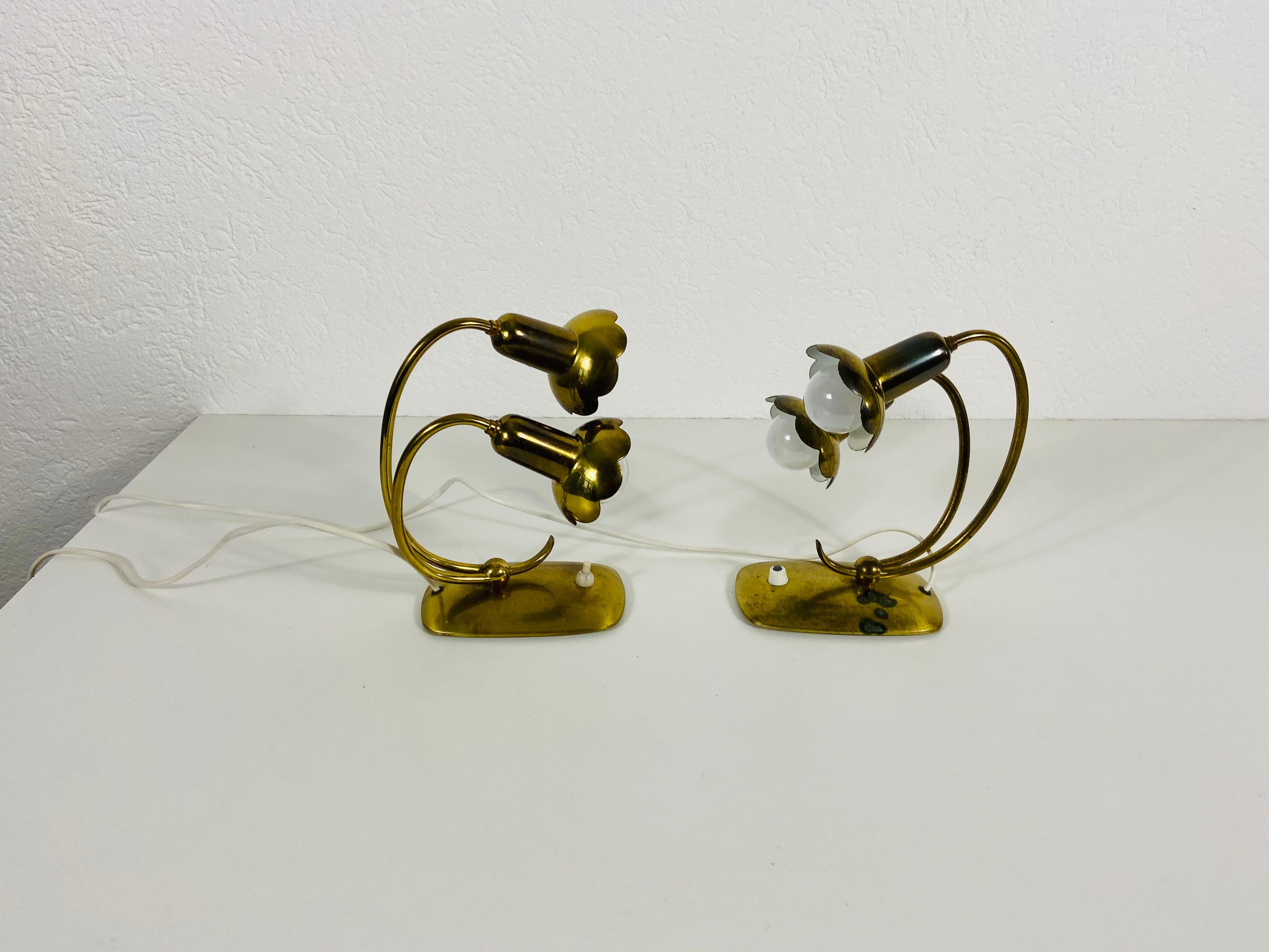 Extraordinary Mid-Century Modern Brass Table Lamps, Pair, 1960s 1