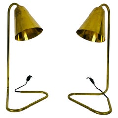 Extraordinary Mid-Century Modern Brass Table Lamps, Pair, 1960s