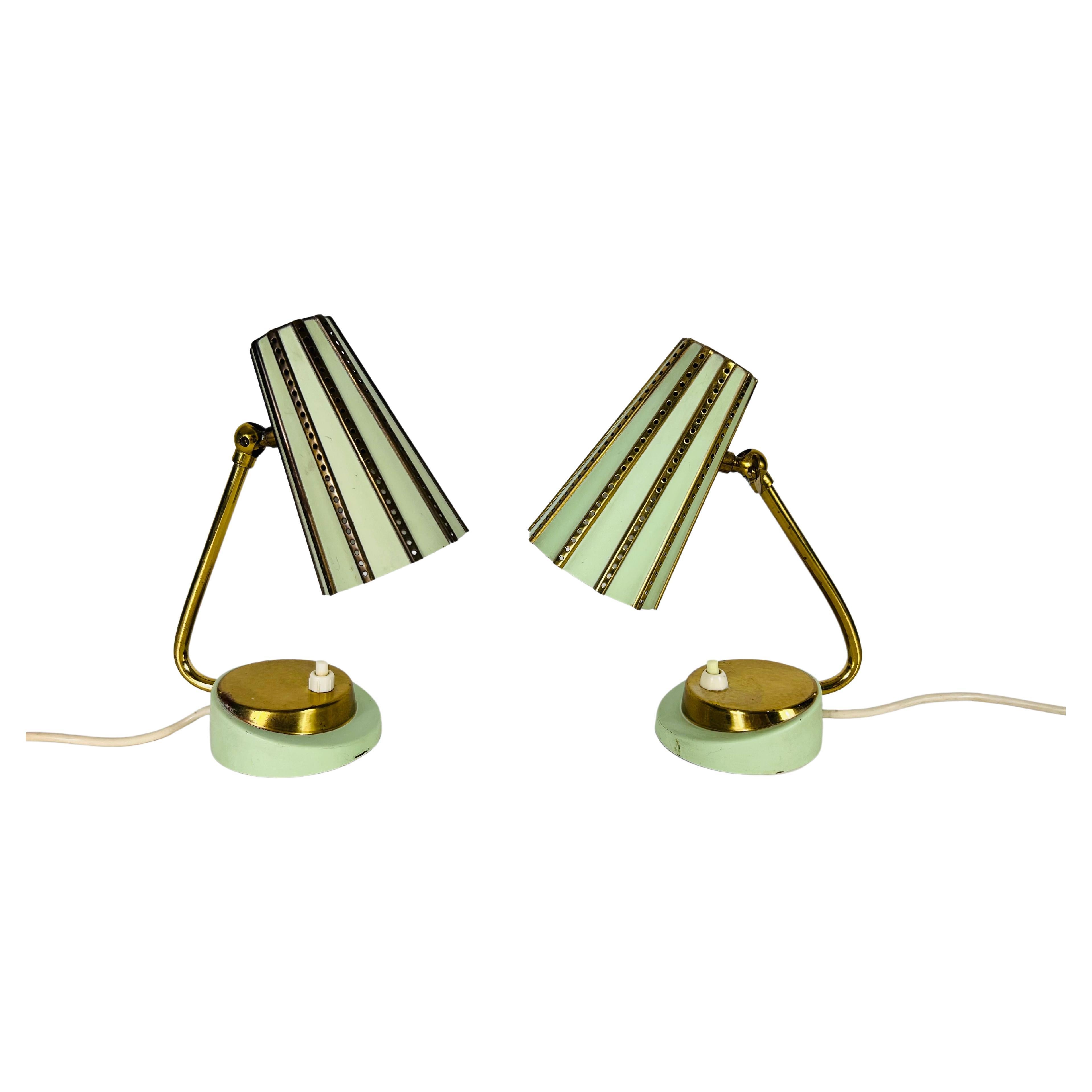 Extraordinary Mid-Century Modern Italian Brass Table Lamps, Pair, 1960s