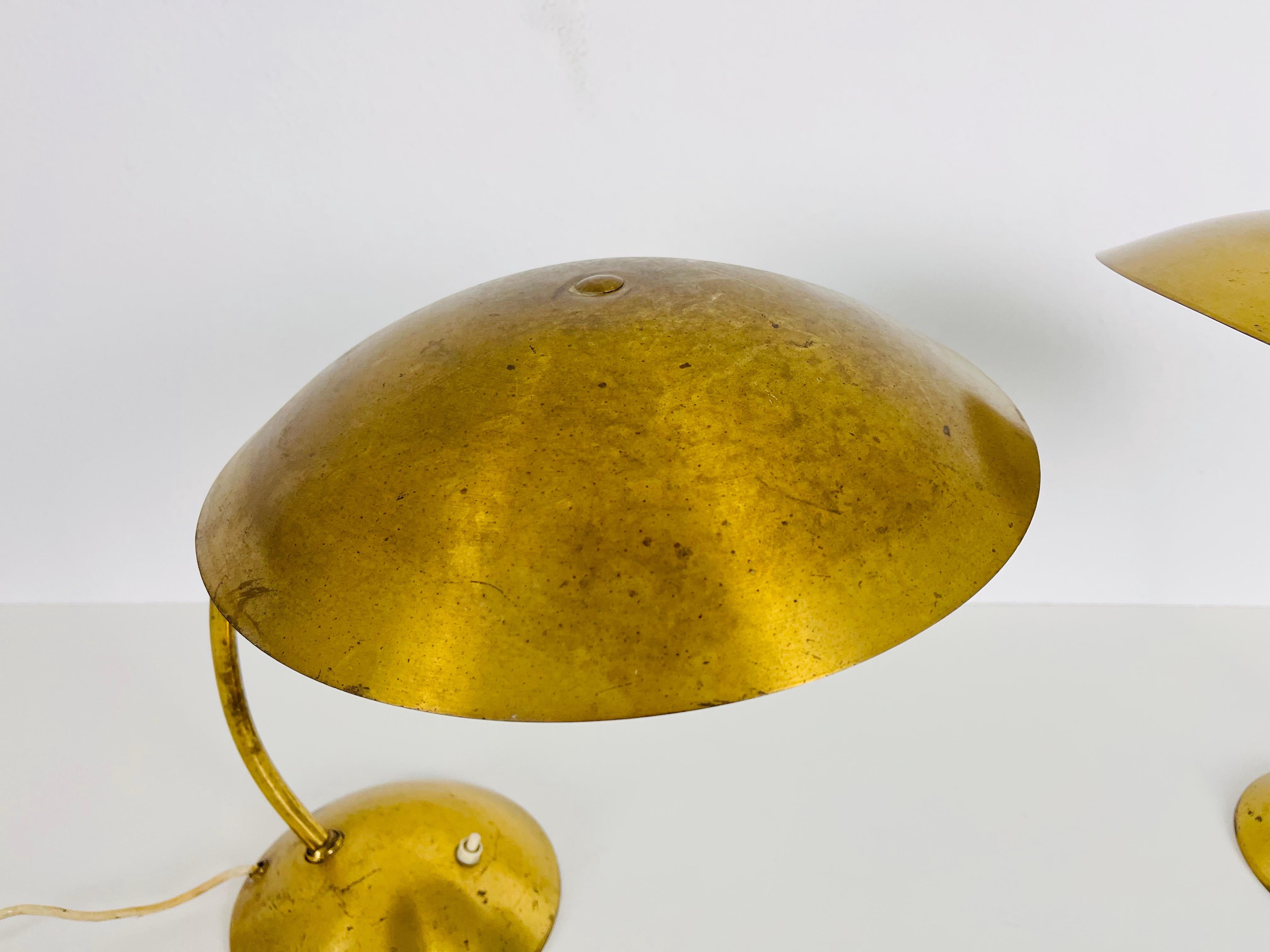 Extraordinary Mid-Century Modern Kaiser Brass Table Lamps, Pair, 1960s For Sale 6