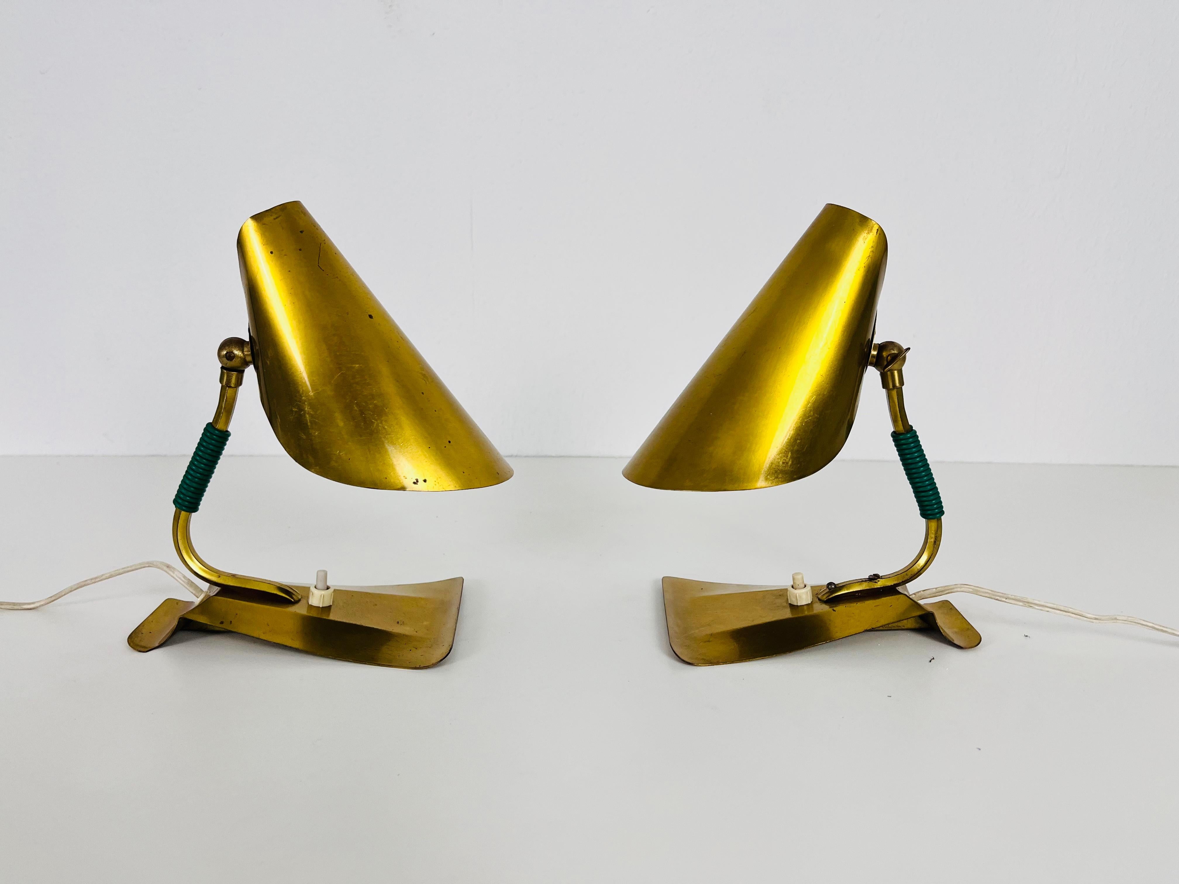 Mid-20th Century Extraordinary Mid-Century Modern Stilnovo Brass Table Lamps, Pair, 1960s For Sale