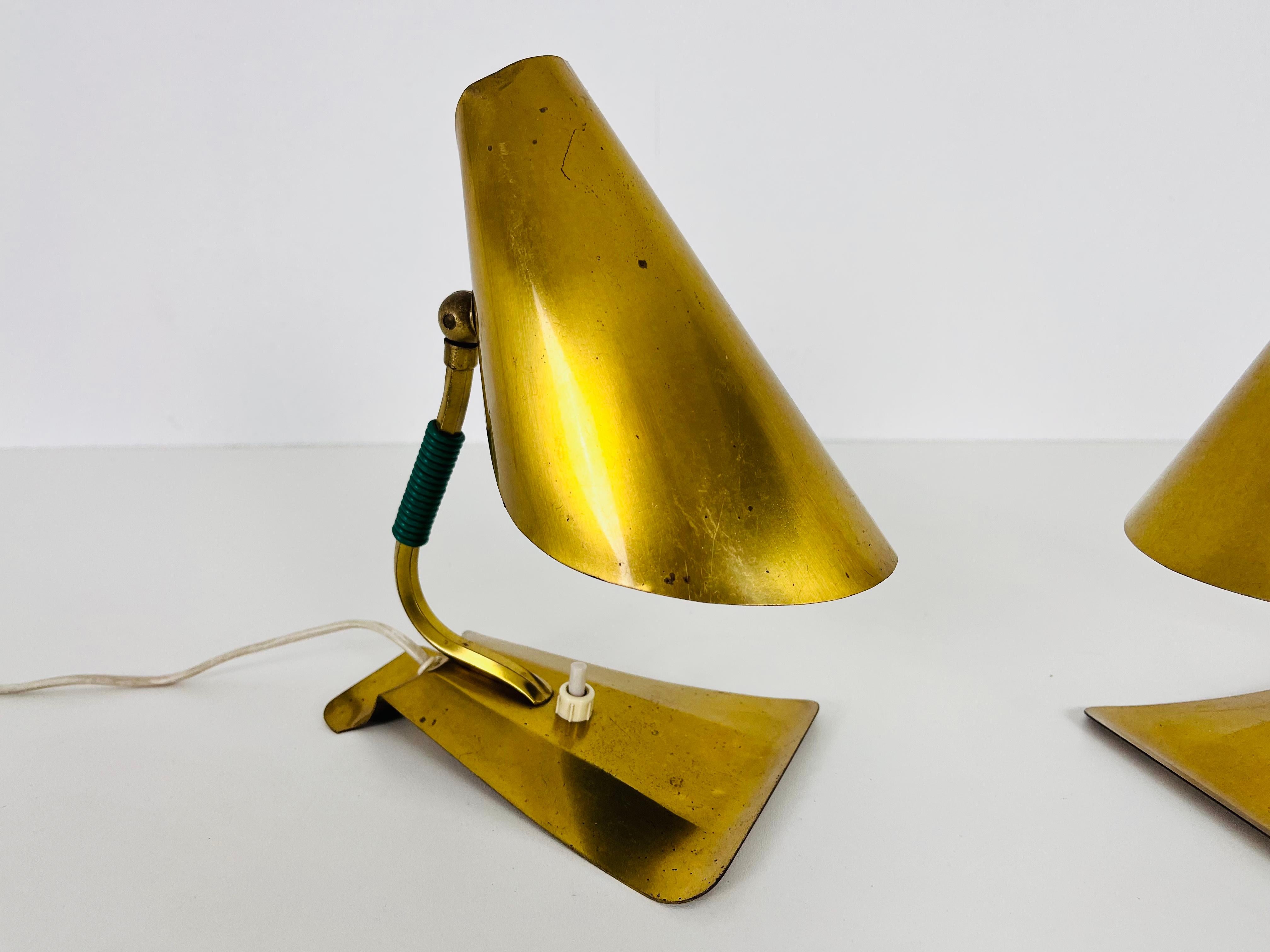 Extraordinary Mid-Century Modern Stilnovo Brass Table Lamps, Pair, 1960s For Sale 1