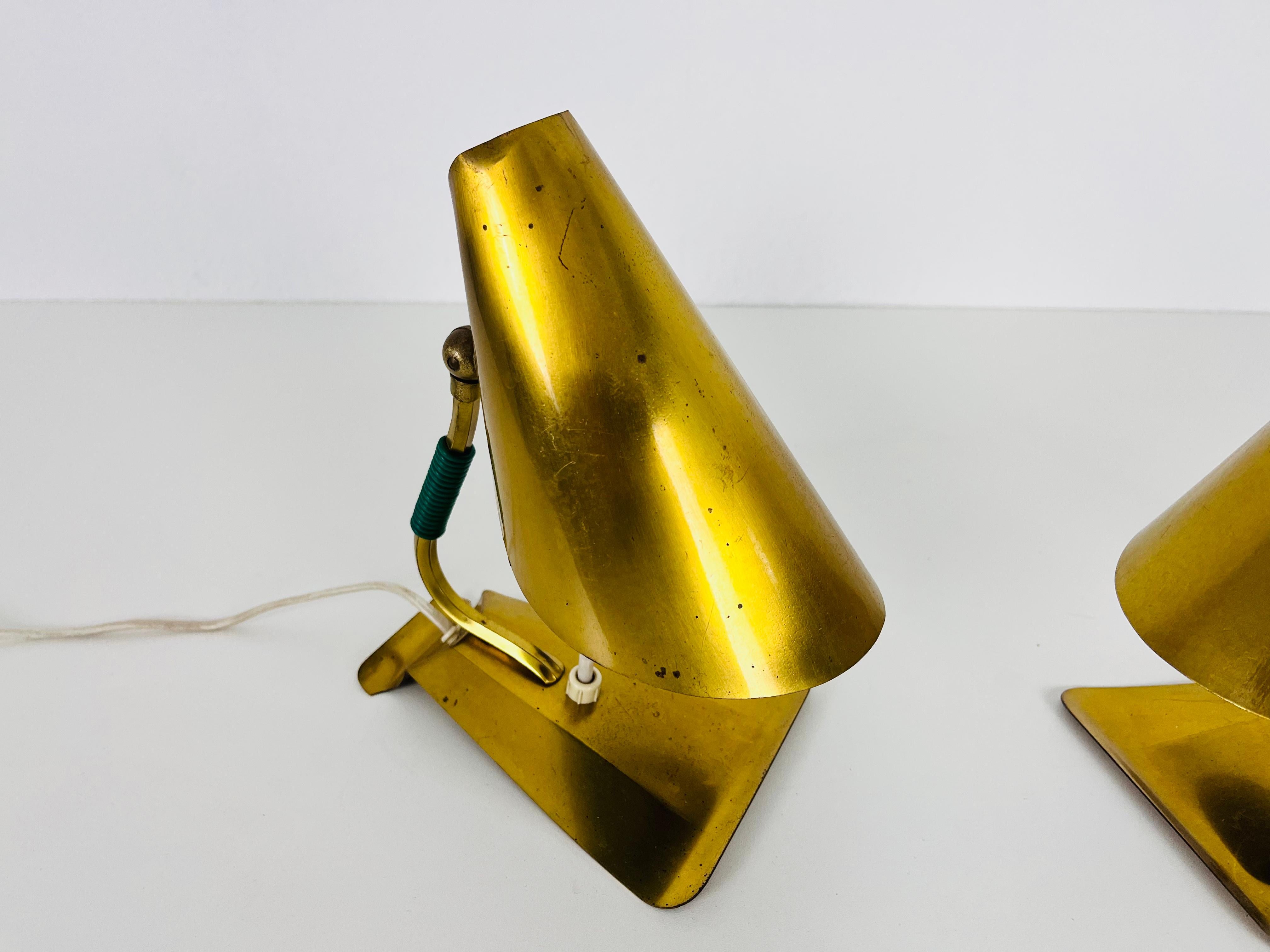Extraordinary Mid-Century Modern Stilnovo Brass Table Lamps, Pair, 1960s For Sale 2