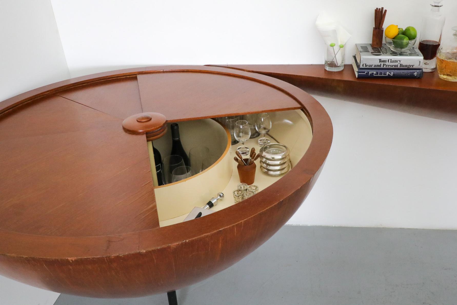 Sculptural Wall-Mounted Mid-Century Teak Console, Style of Ico Parisi, 1950s For Sale 13