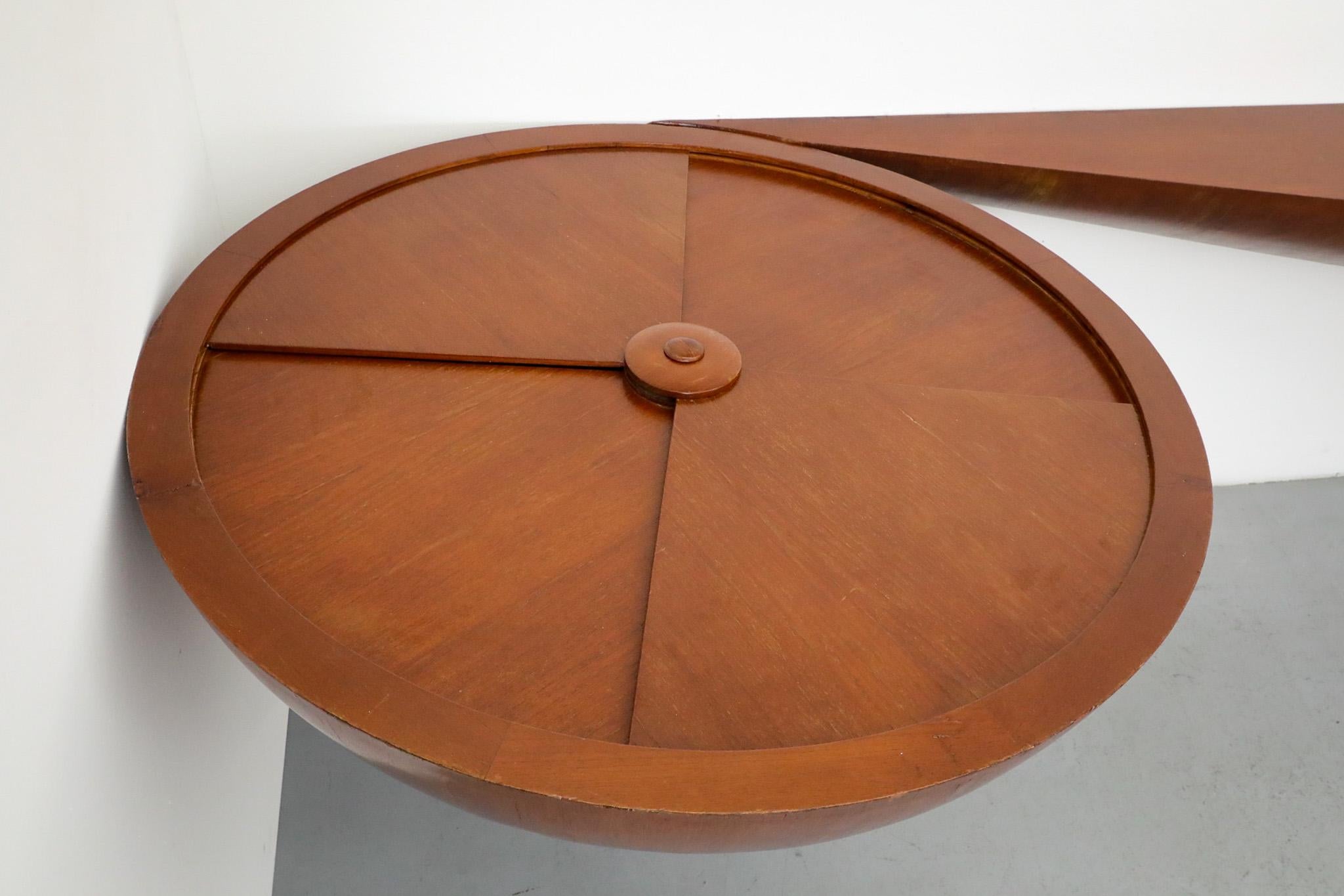Steel Sculptural Wall-Mounted Mid-Century Teak Console, Style of Ico Parisi, 1950s For Sale