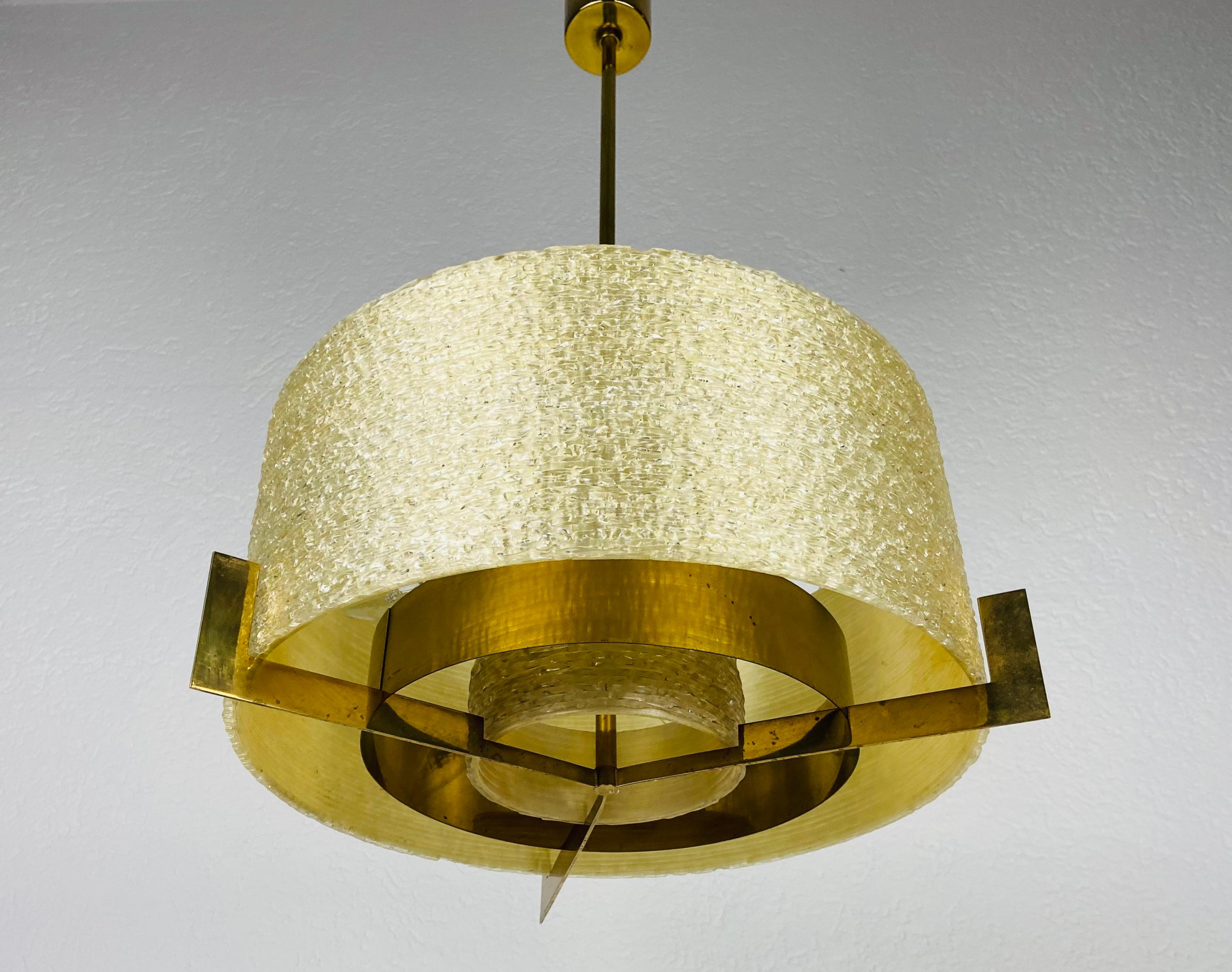 Mid-Century Modern Extraordinary Midcentury Brass Chandelier by Kaiser, Germany, 1960s For Sale