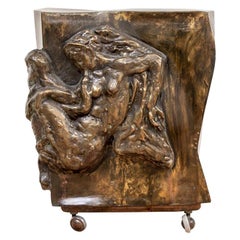 Vintage Extraordinary Midcentury Sculpted Bronze Table by Philip and Kelvin LaVerne