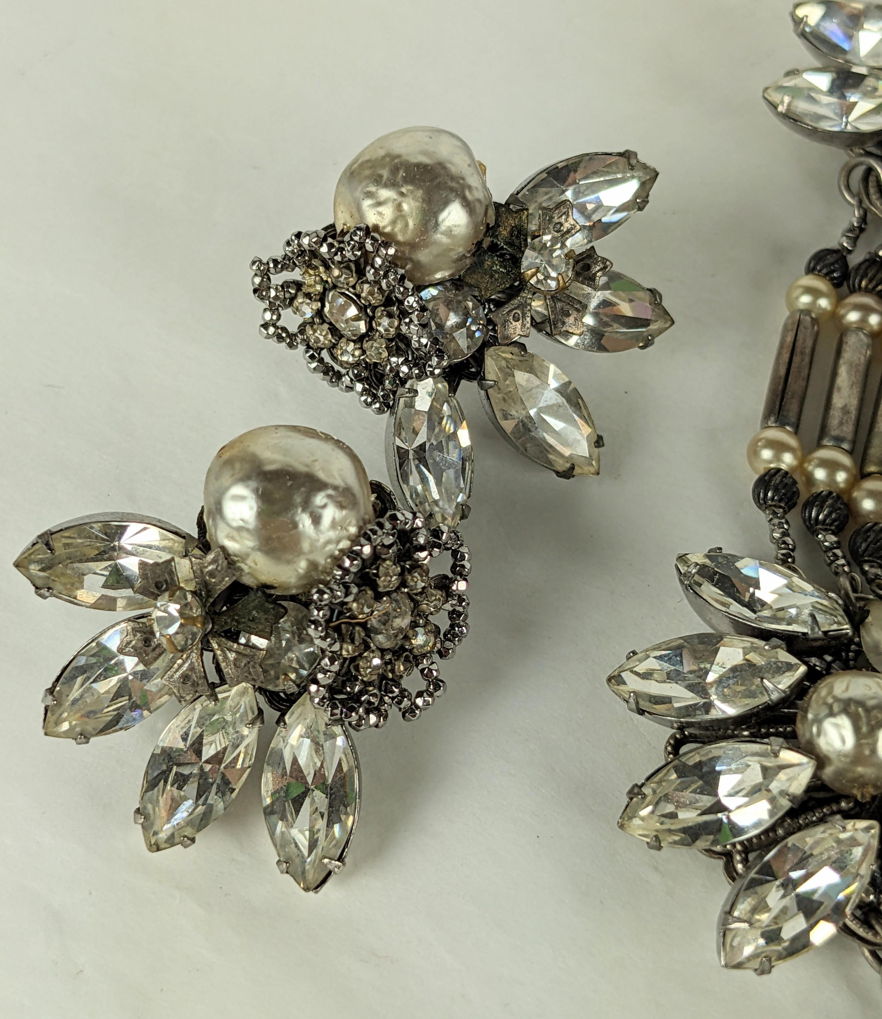 Miriam Haskell Parure extraordinaire à collier en perles et acier taillé en vente 3