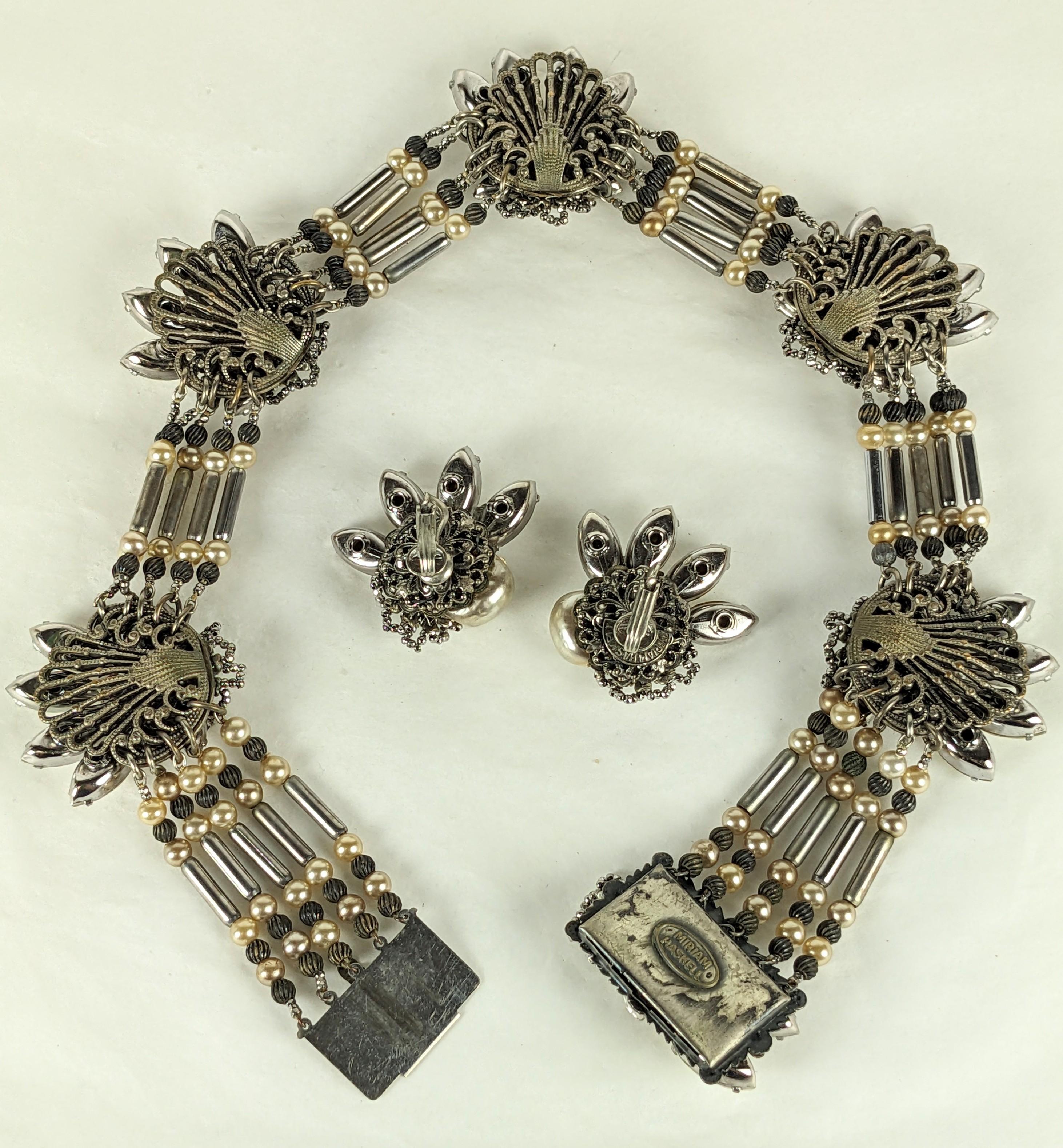 Miriam Haskell Parure extraordinaire à collier en perles et acier taillé en vente 4