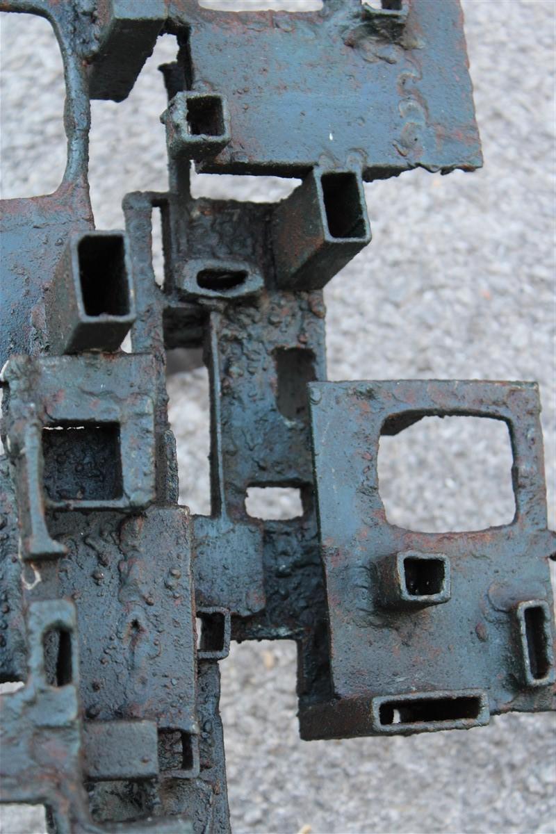 Extraordinary Modern Brutalist Iron Sculpture Italy 1960 Rare Piece Sconce For Sale 2