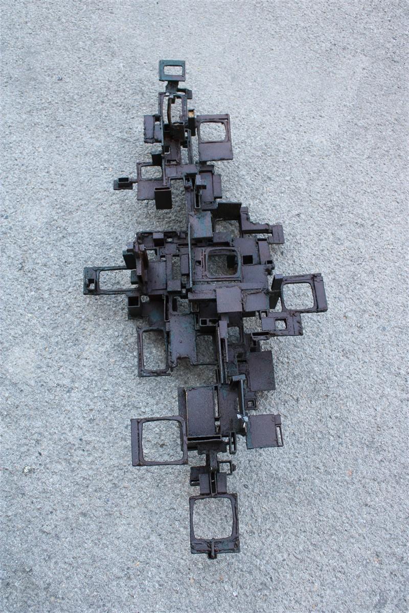 Extraordinary Modern Brutalist Iron Sculpture Italy 1960 Rare Piece Sconce For Sale 4