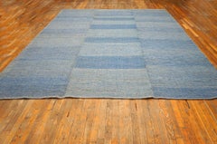 Extraordinaire Tapis Shaker Style à armure plate 8 x 11, couleur de fond bleu multiple