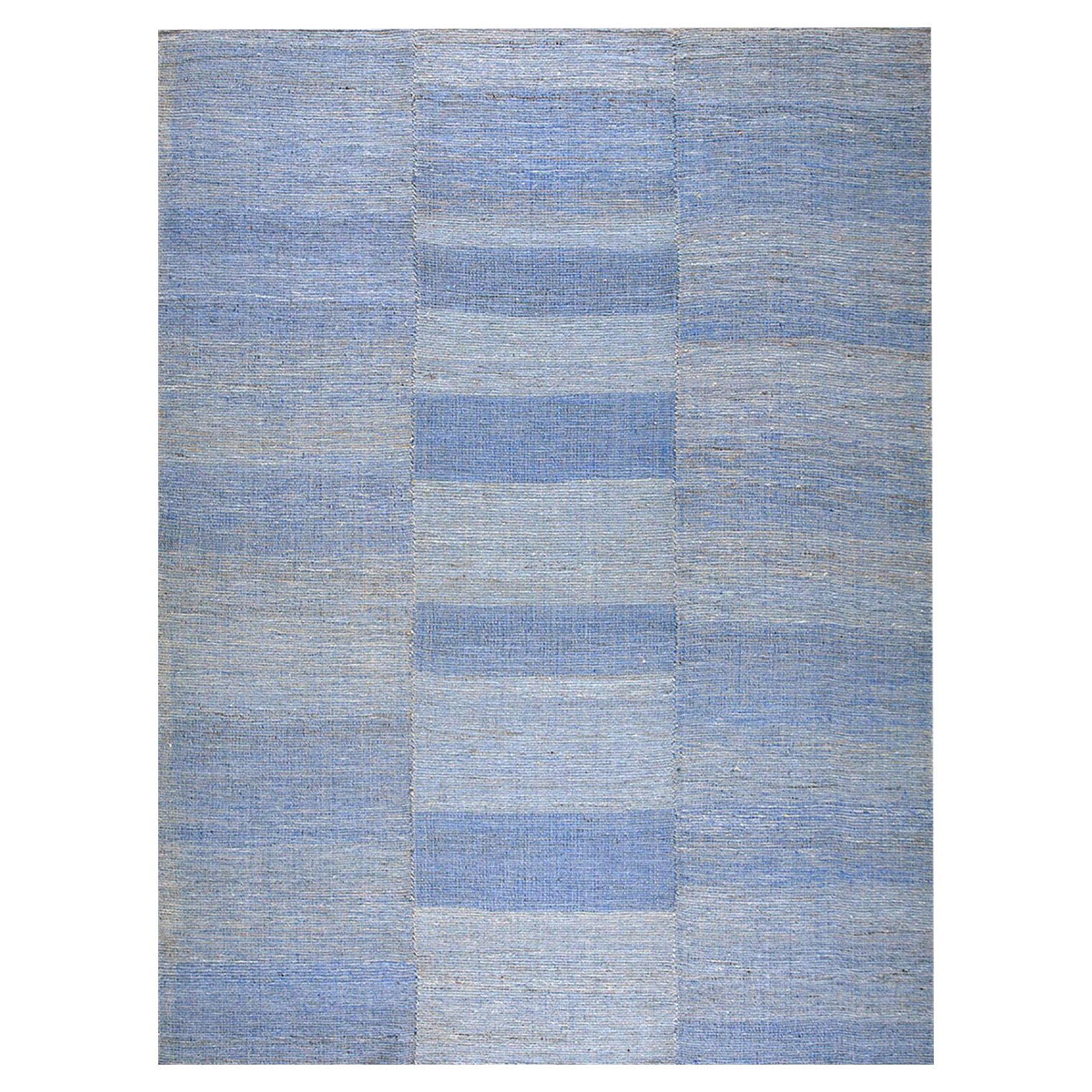 Außergewöhnliche Multi Blue Ground Farbe American Shaker Style FlatWeave Teppich 8 x 11