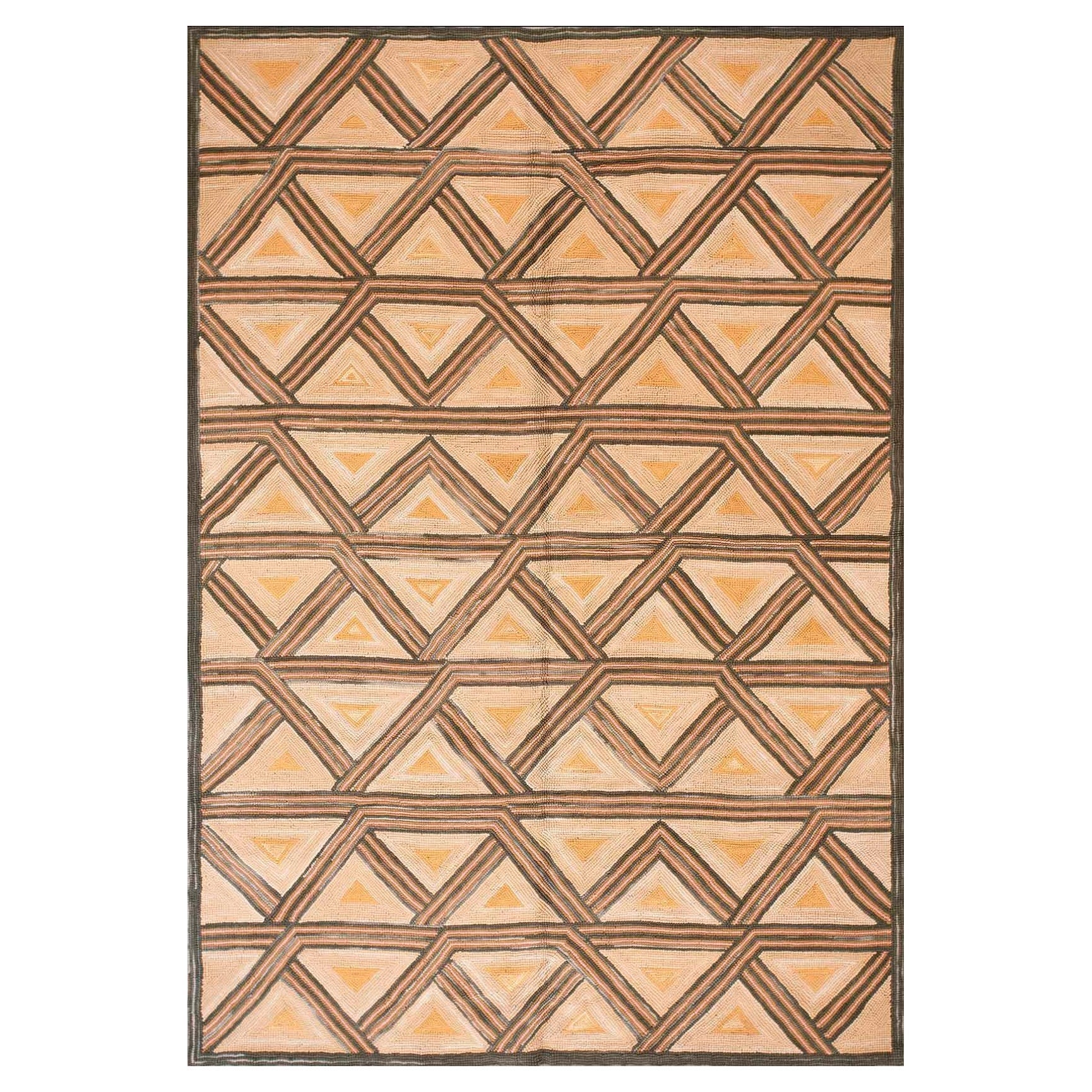 Extraordinary Multi Brown Color Contemporary Cotton American Hooked Rug