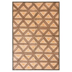 Außergewöhnlicher Multi Brown Color Contemporary Cotton American Hooked Rug