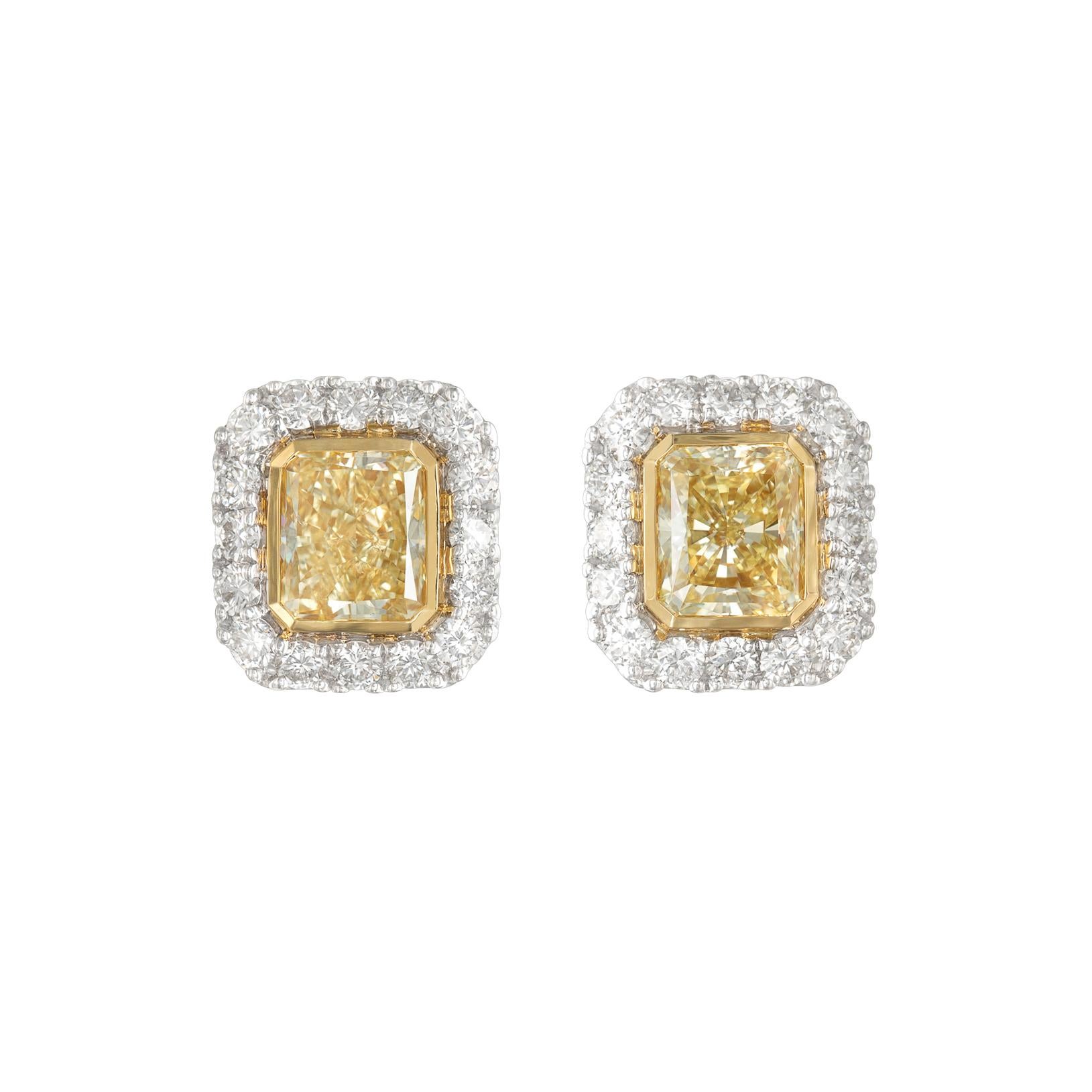 Natural Yellow Diamond Heart Earrings at 1stDibs