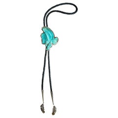 Extraordinary One-Of-A-Kind Kingman-Mine Turquoise Eagle Bolo Tie by J. Winston