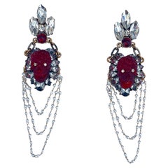 Extraordinary One of a kind pearl crystal, pearl skull chandelier earrings