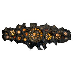 Extraordinary Oversized Lead & Agate Illuminated Wall Sculpture