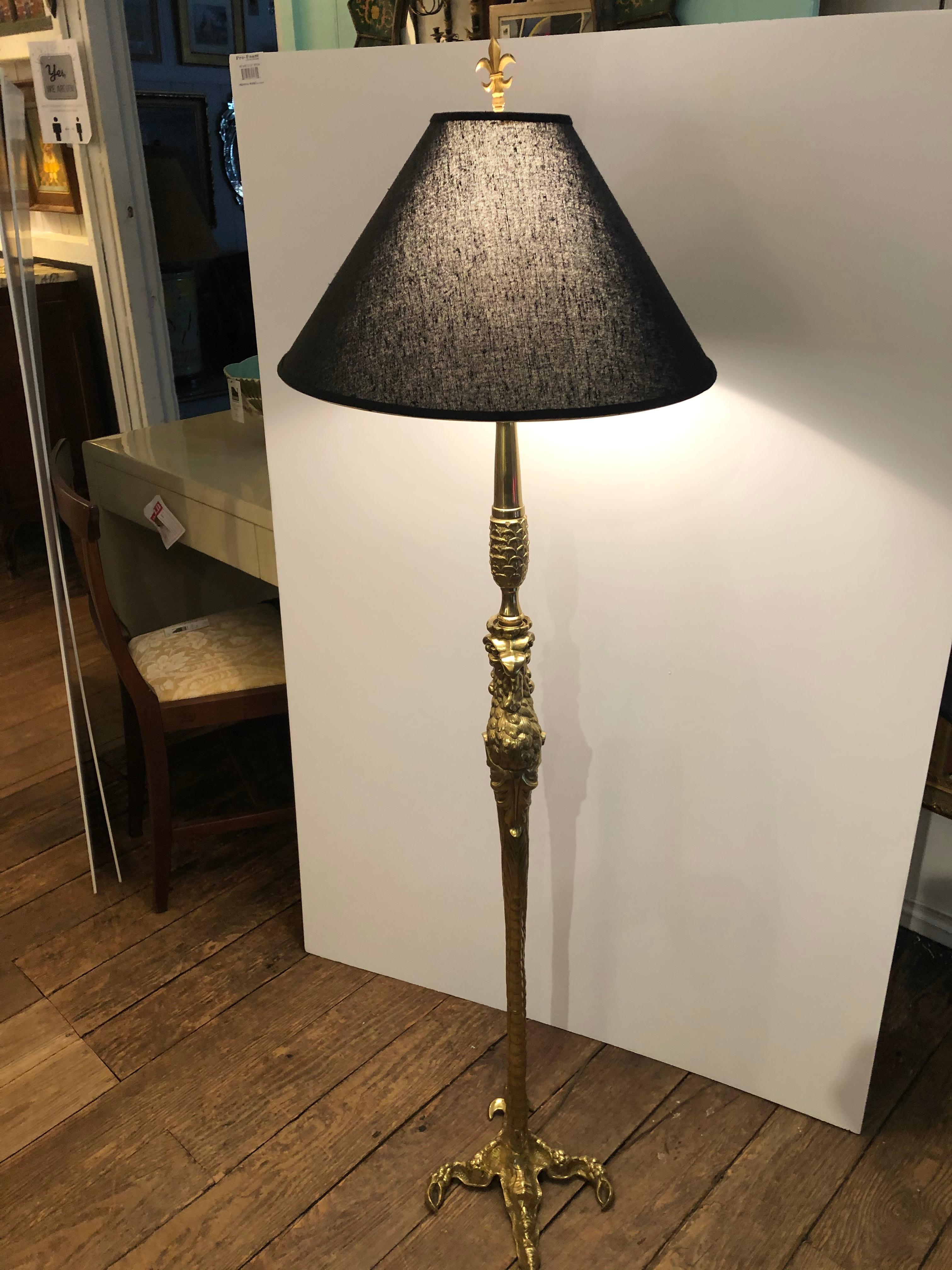 Extraordinary P. E. Guerin Cast Brass Bird of Prey Floor Lamp 6