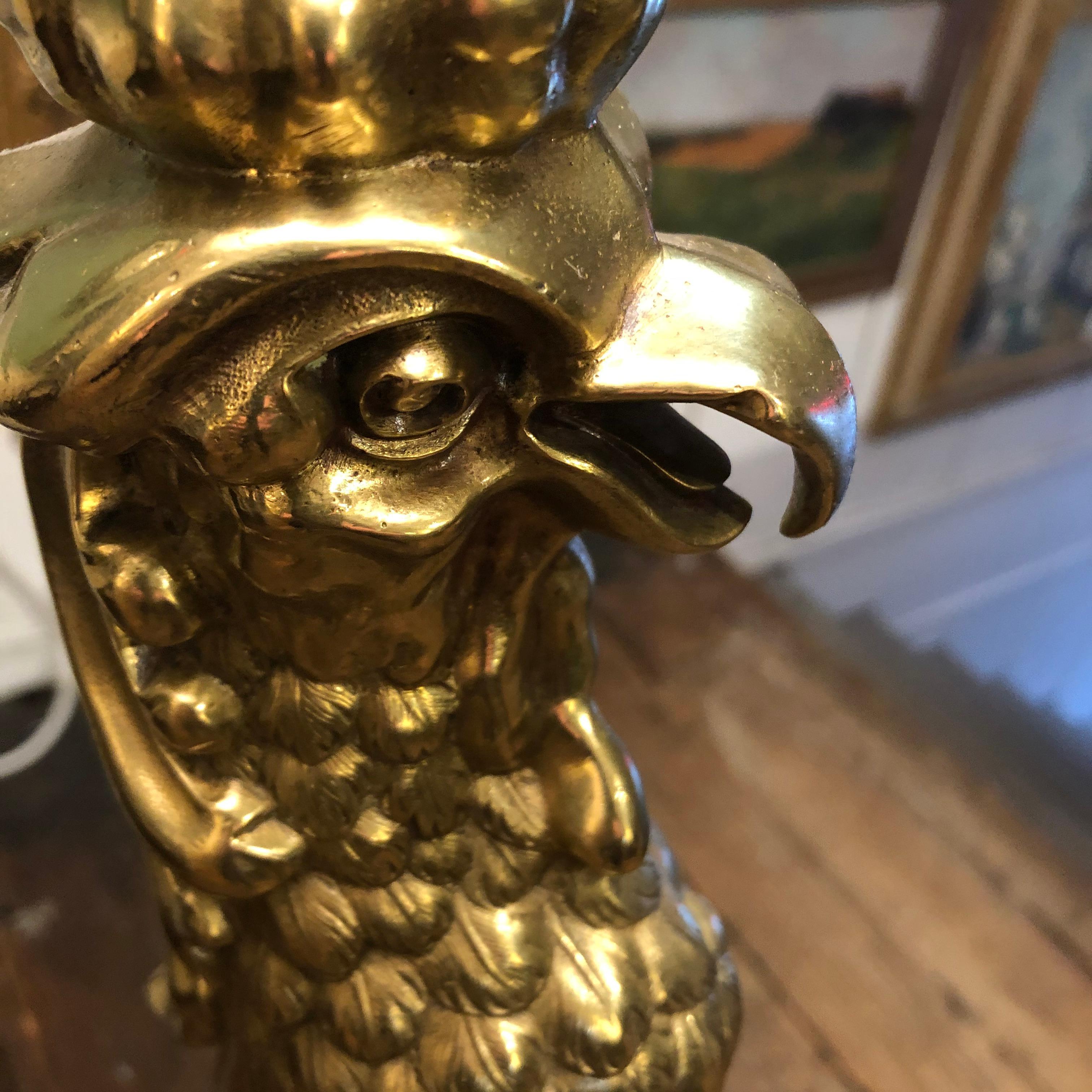 Extraordinary P. E. Guerin Cast Brass Bird of Prey Floor Lamp 8
