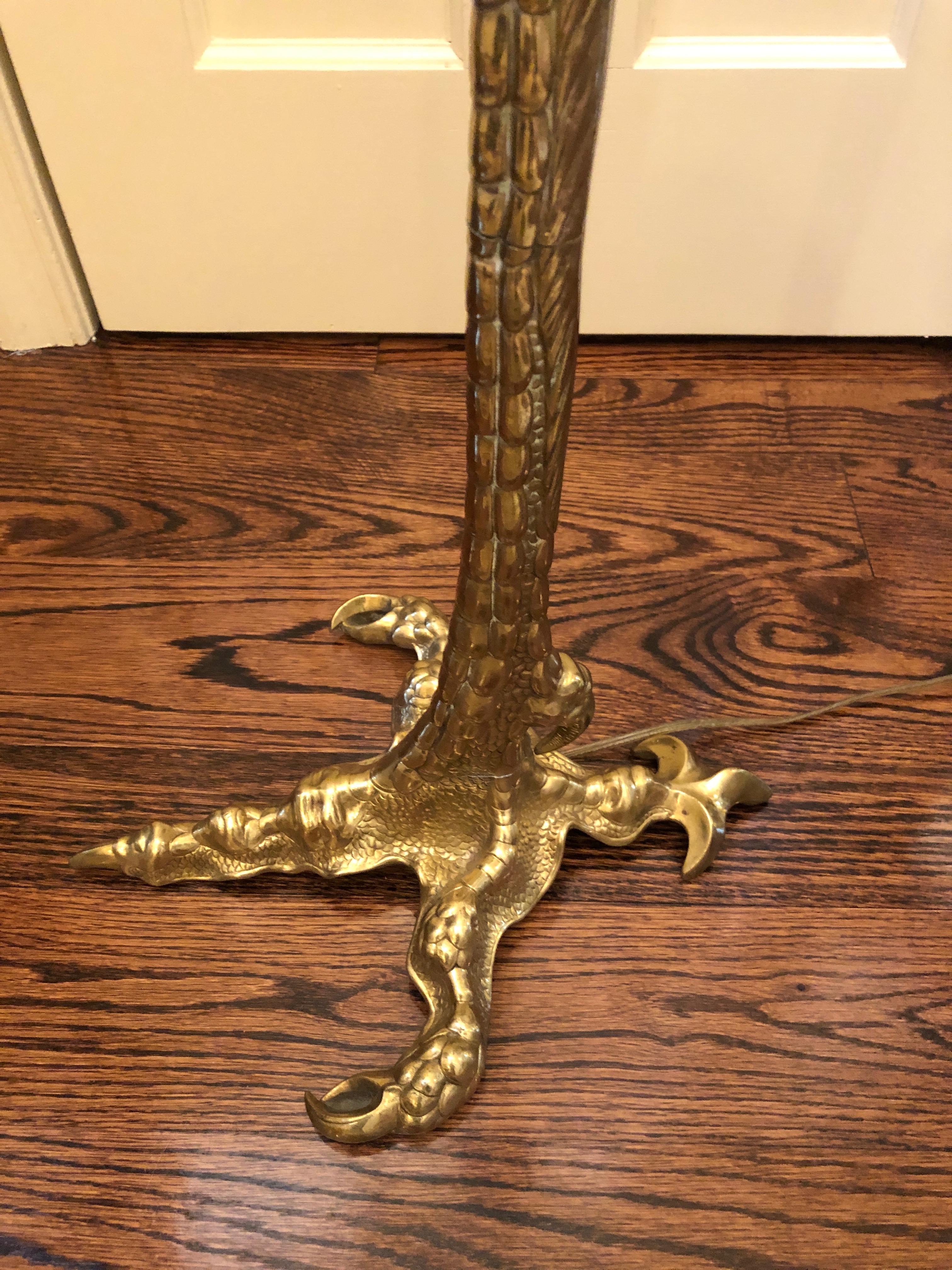 North American Extraordinary P. E. Guerin Cast Brass Bird of Prey Floor Lamp