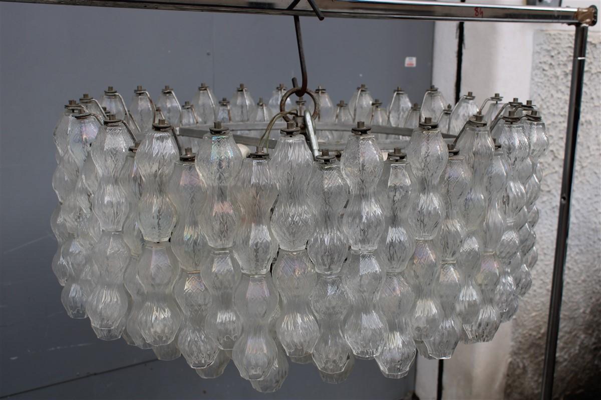 Extraordinary Pair Large Round Archimede Seguso 1950s Mid-Century Chandeliers 6