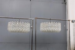 Extraordinary Pair Large Round Archimede Seguso 1950s Mid-Century Chandeliers