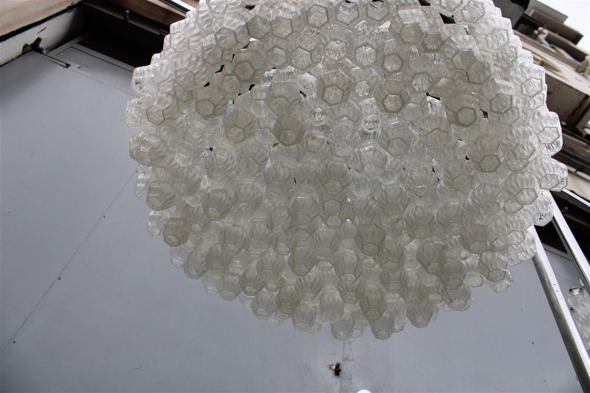 Extraordinary Pair Large Round Archimede Seguso 1950s Mid-Century Chandeliers In Good Condition In Palermo, Sicily