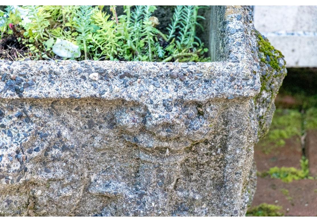 Pierre artificielle Extraordinaire paire de jardinières anciennes en pierre moulée en vente