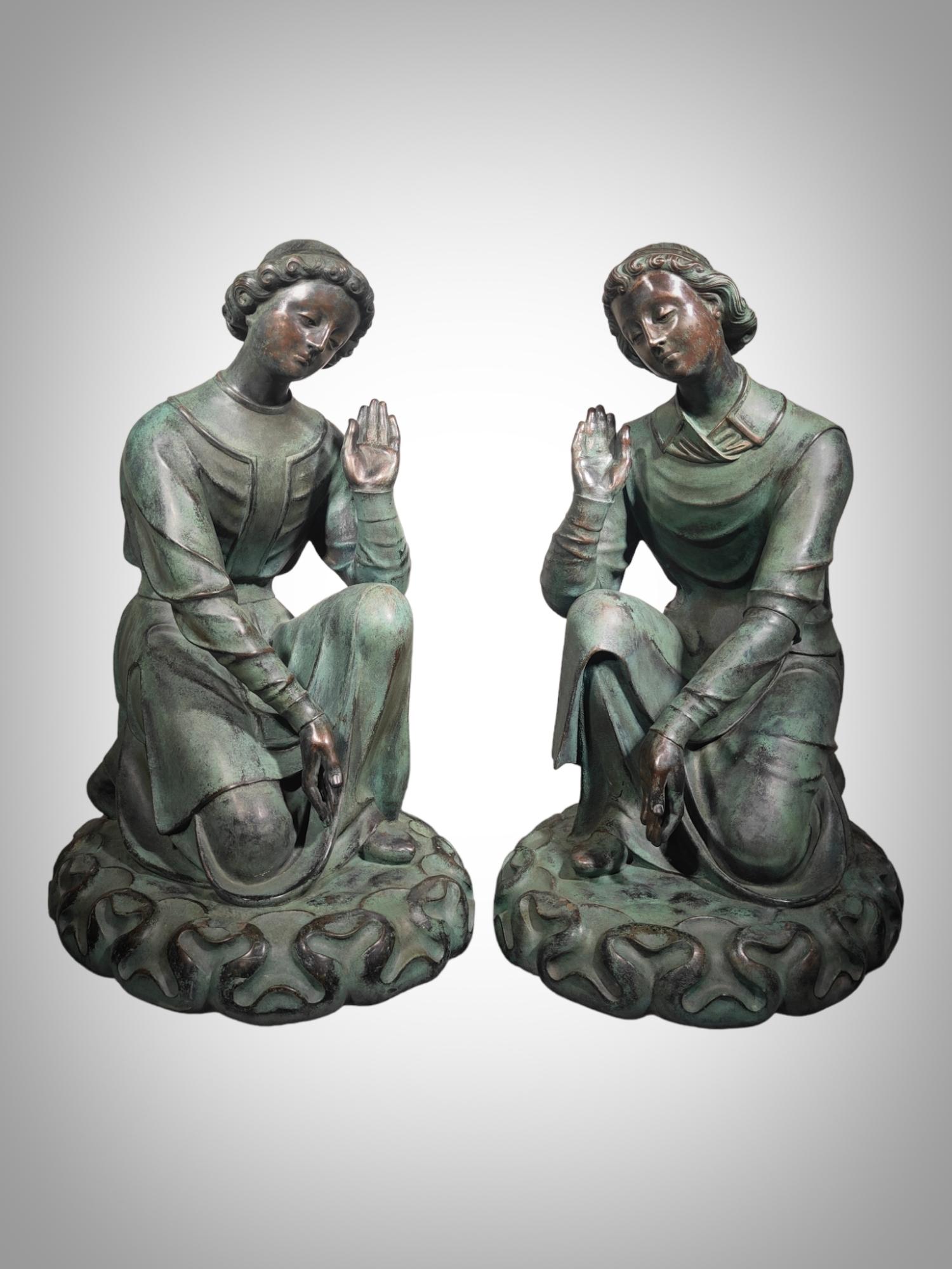 Extraordinary Pair of Antique French Angels xviii Th In Good Condition For Sale In Madrid, ES
