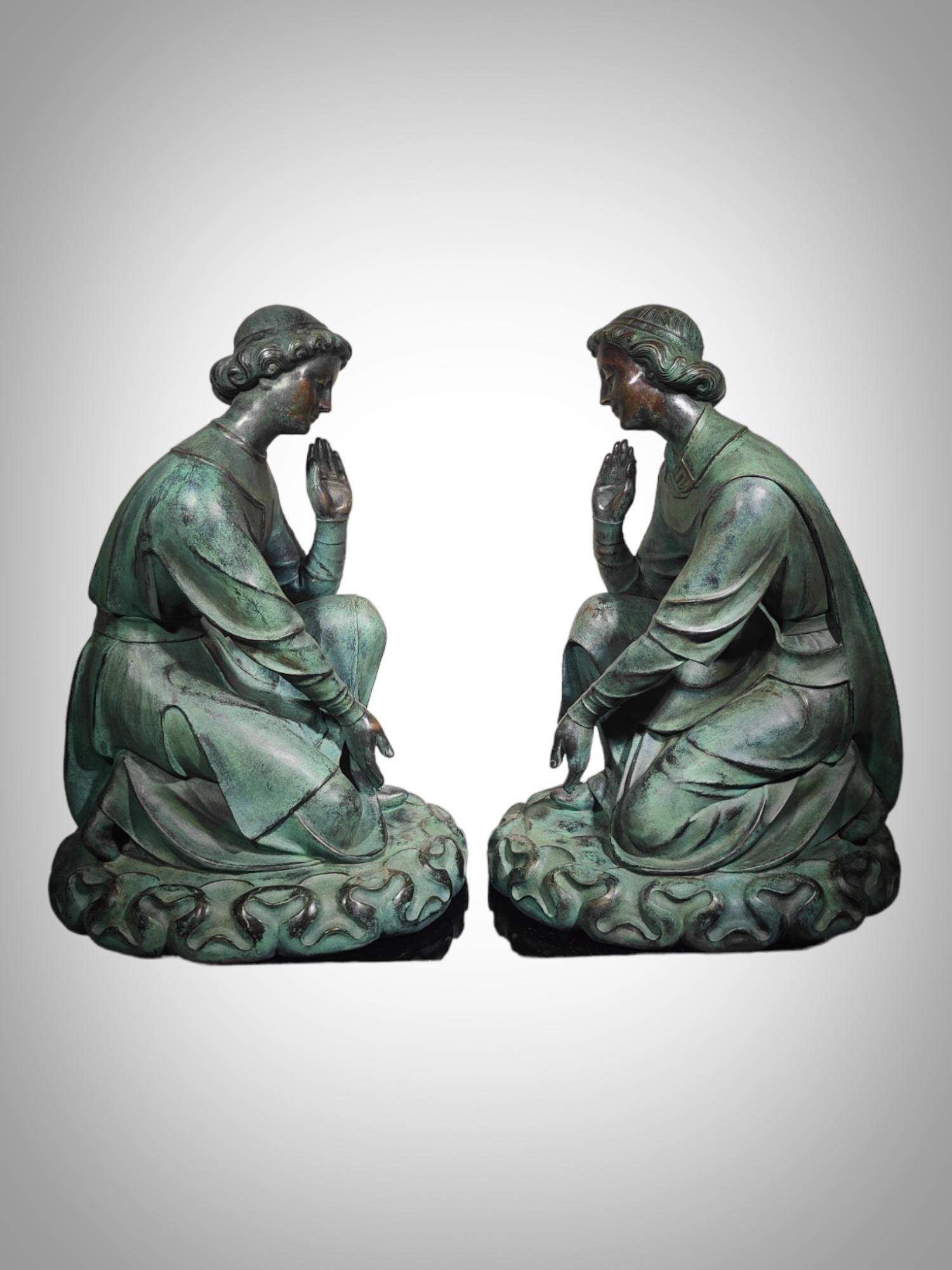 Extraordinary Pair of Antique French Angels xviii Th For Sale 2