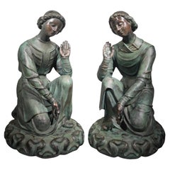 Außergewöhnliches Paar antiker französischer Engel xviii Th