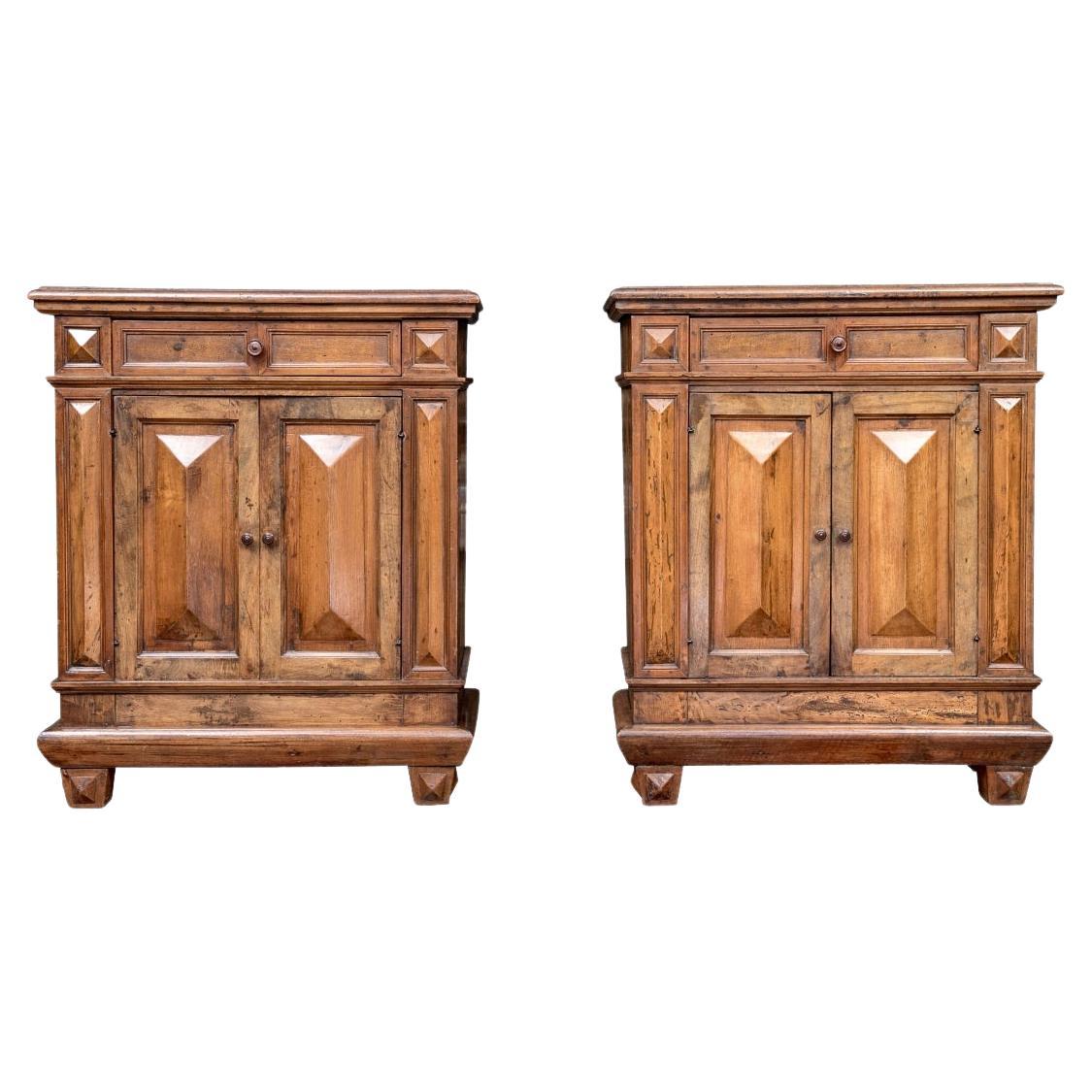 Extraordinary Pair Of Antique Italian Walnut Renaissance Style  Cabinets For Sale