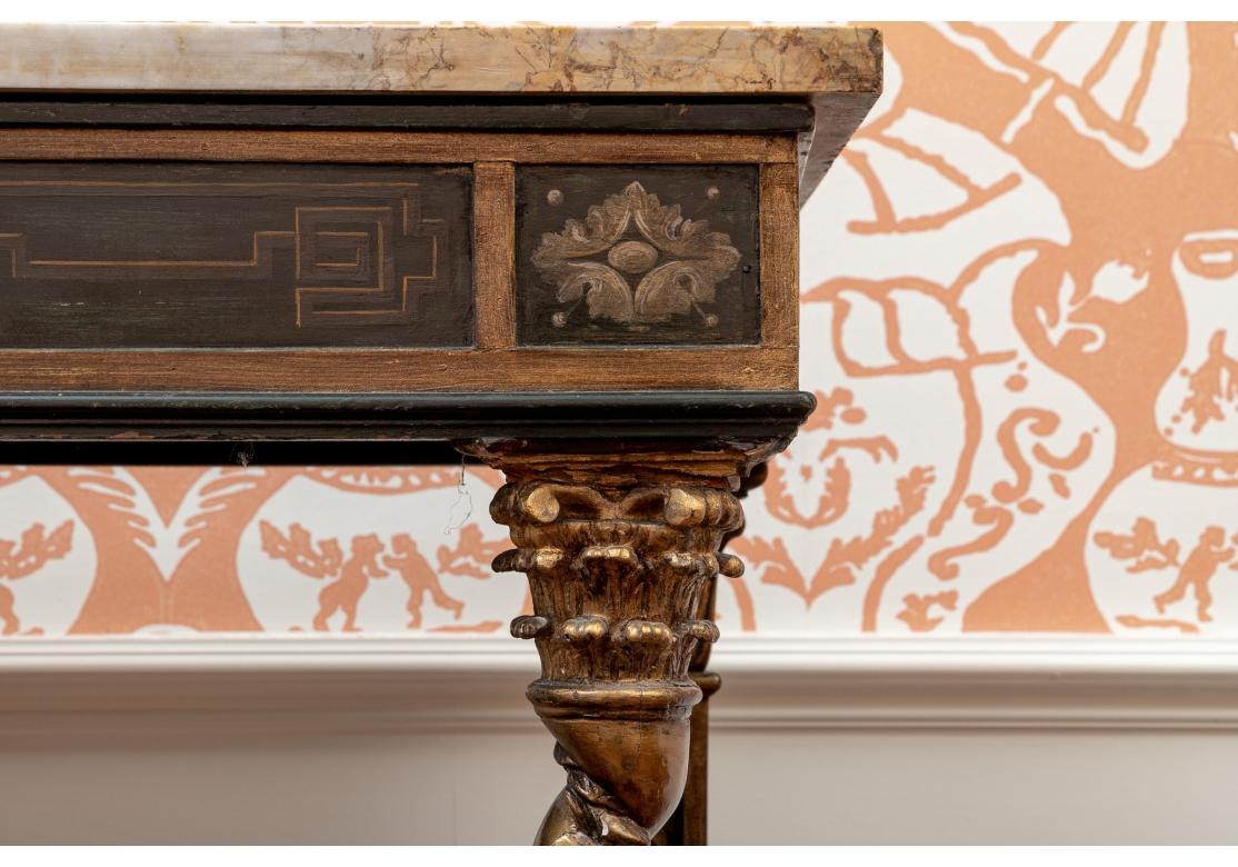 Carved Extraordinary Pair Of Antique Of Neoclassical Style Barley Twist Console Tables For Sale