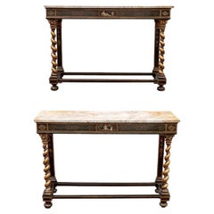 Extraordinary Pair Of Antique Of Neoclassical Style Barley Twist Console Tables