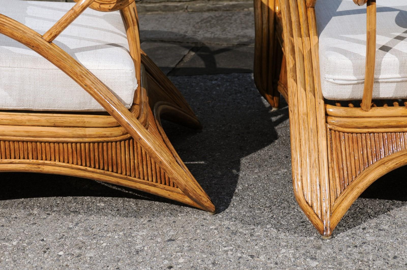 Extraordinary Pair of Art Deco Style Loungers by Betty Cobonpue, circa 1980 For Sale 5