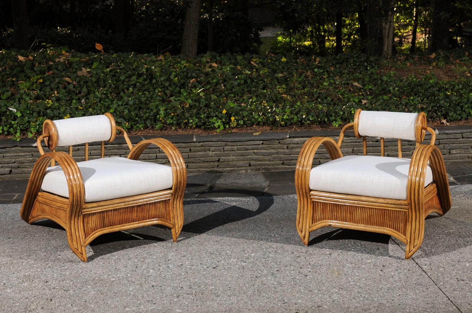 Extraordinary Pair of Art Deco Style Loungers by Betty Cobonpue, circa 1980 For Sale 10