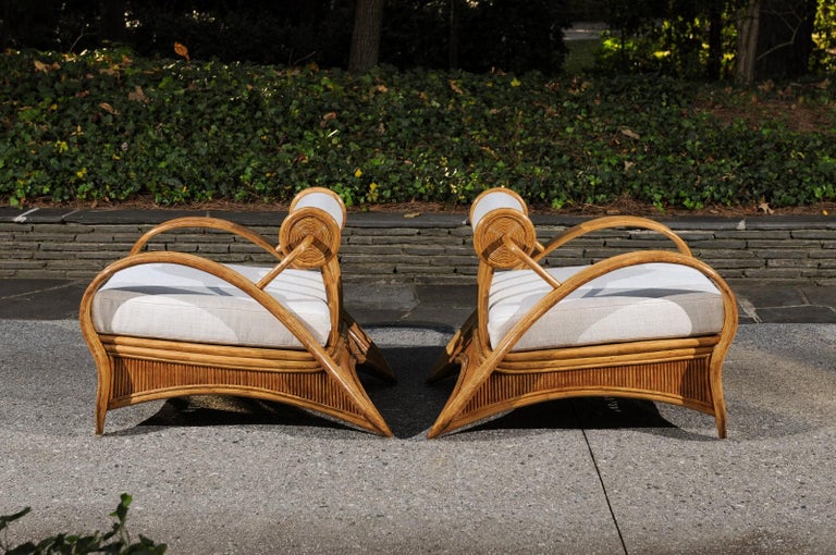 Extraordinary Pair of Art Deco Style Loungers by Betty Cobonpue, circa 1980 For Sale 12