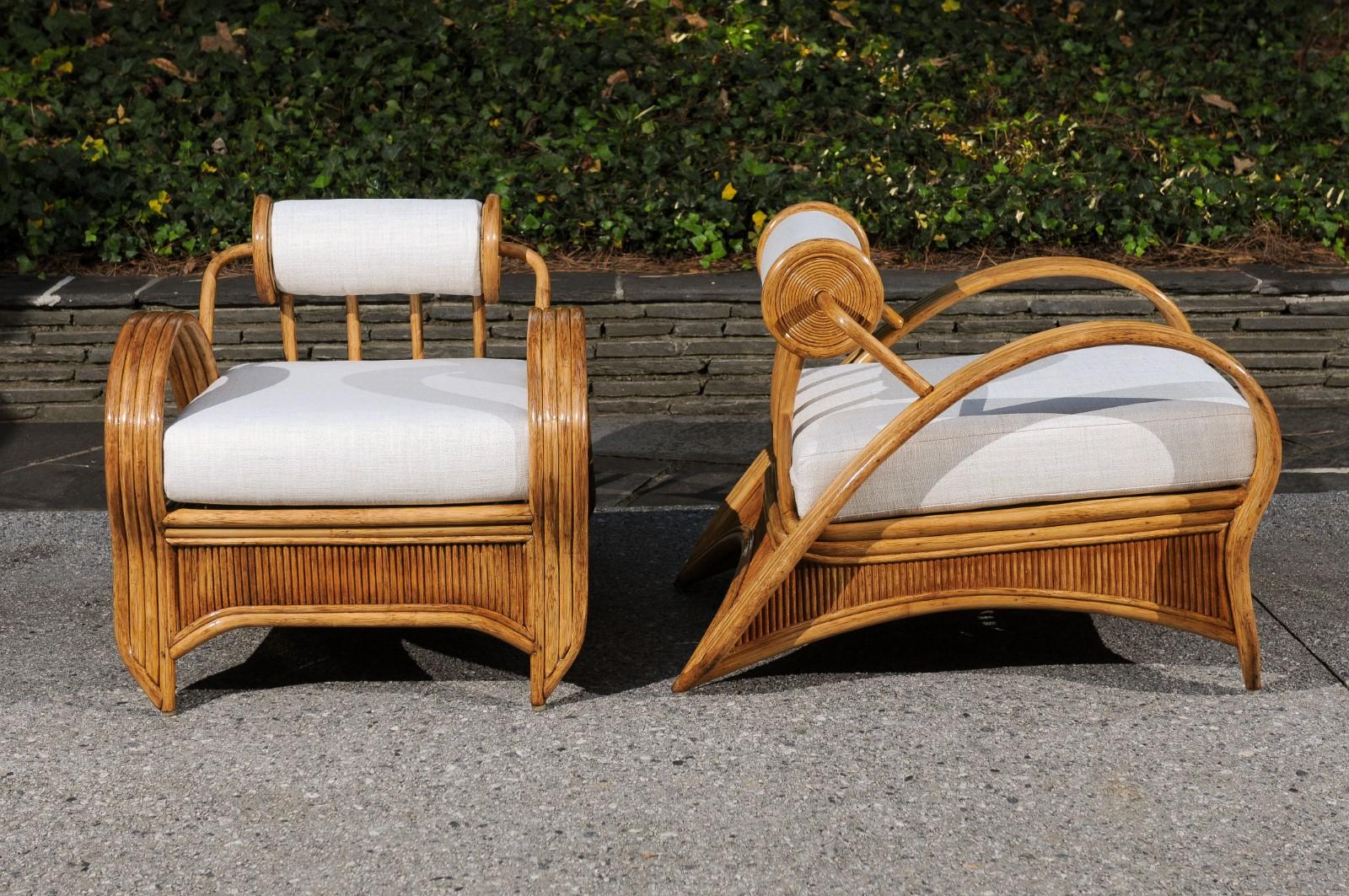 Organic Modern Extraordinary Pair of Art Deco Style Loungers by Betty Cobonpue, circa 1980 For Sale