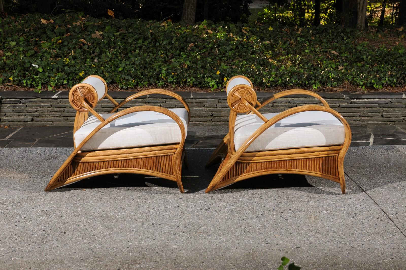 Philippine Extraordinary Pair of Art Deco Style Loungers by Betty Cobonpue, circa 1980 For Sale