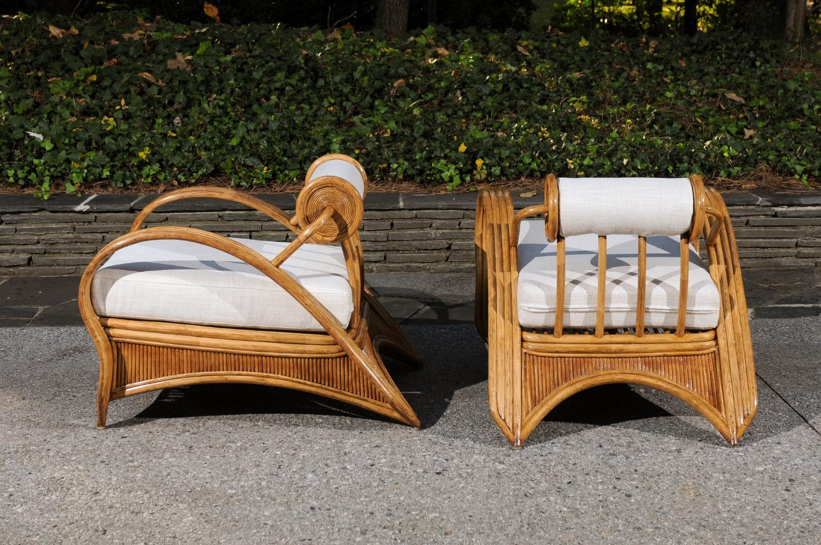 Late 20th Century Extraordinary Pair of Art Deco Style Loungers by Betty Cobonpue, circa 1980 For Sale