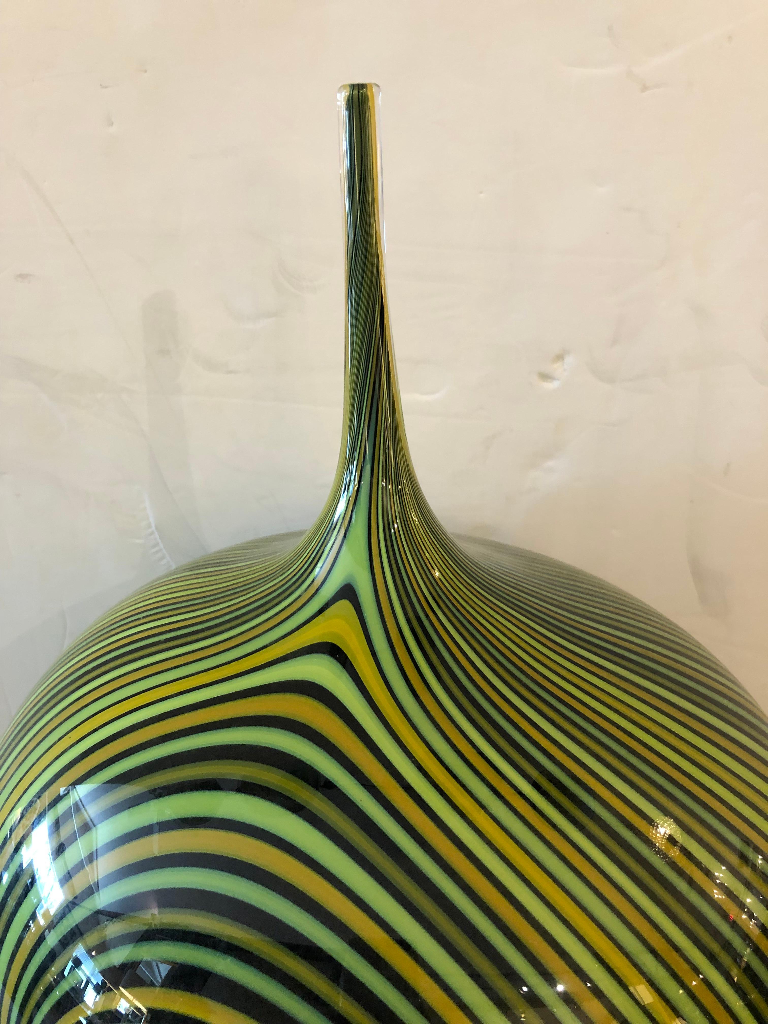 Extraordinary Pair of Blown Glass Vortex Vessels by Jeff Holmwood For Sale 3