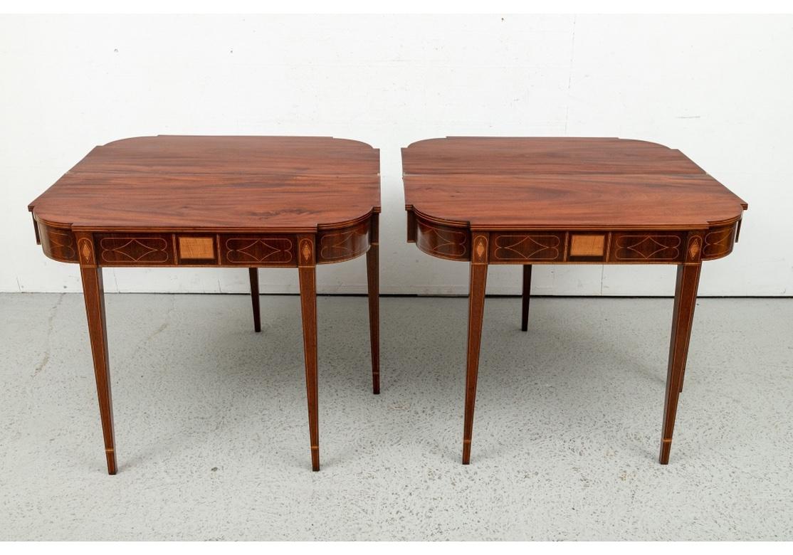 19th Century Extraordinary Pair of Fine Period Federal Inlaid Mahogany Console Tables For Sale