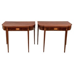 Used Extraordinary Pair of Fine Period Federal Inlaid Mahogany Console Tables