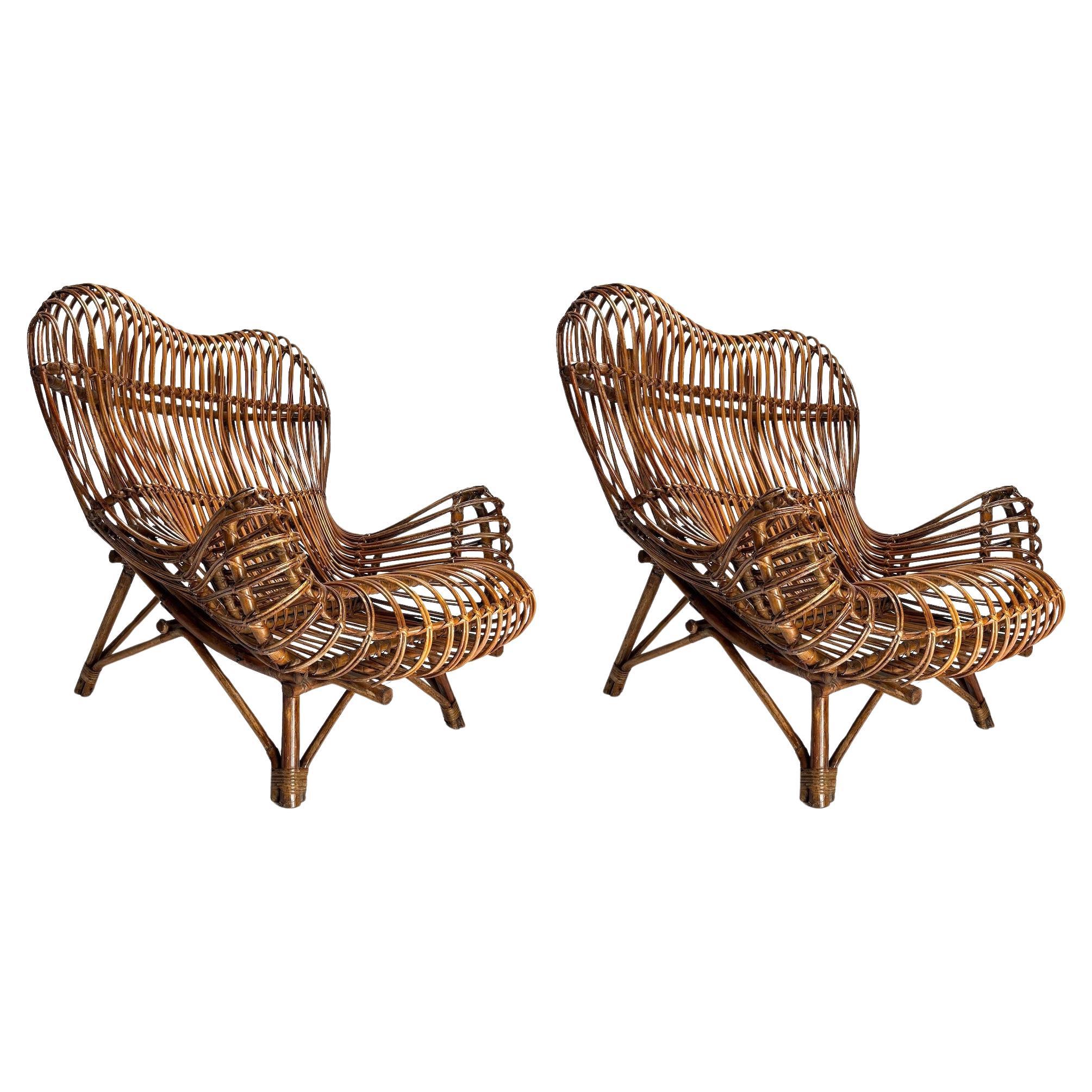 Straordinaria coppia di poltrone 'Gala' di Franco Albini per Bonacina, Italia 1951