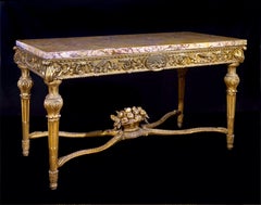 Extraordinary Pair of Italian 18th Century Carved Gilt-Wood Console Tables