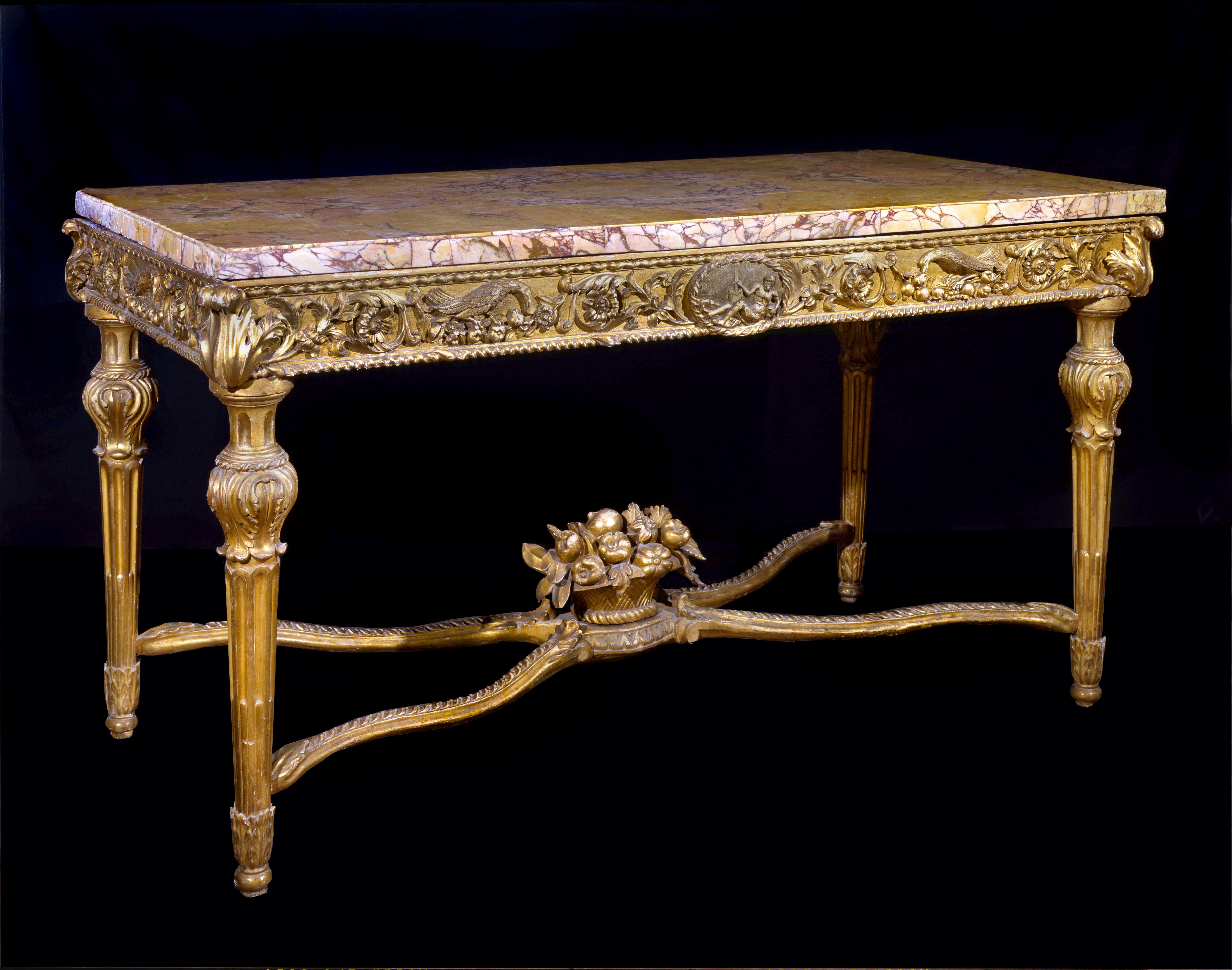 Late 18th Century Extraordinary Pair of Italian 18th Century Carved Gilt-Wood Console Tables For Sale