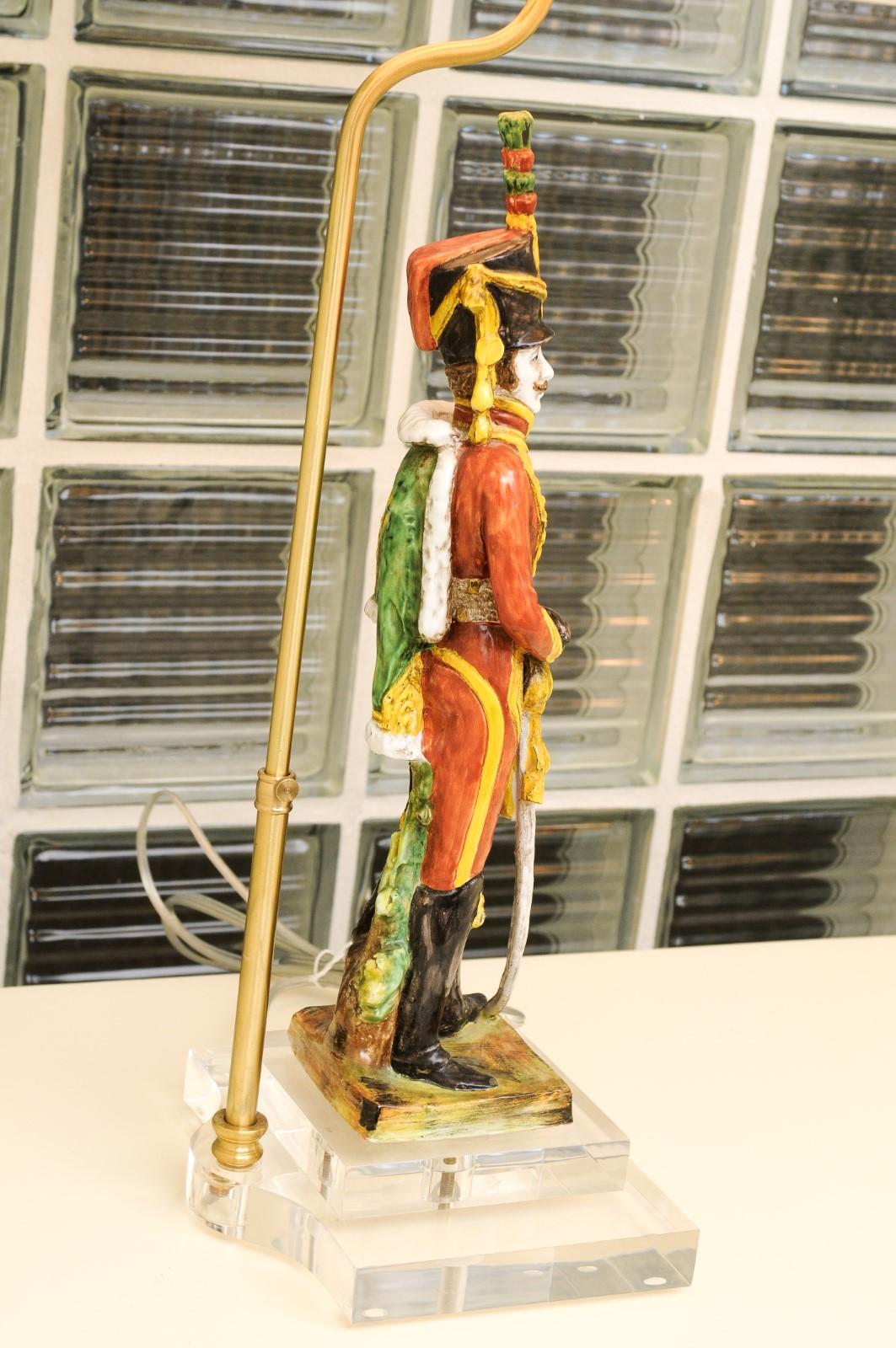 Extraordinary Pair of Italian Soldier Sculptures, circa 1970, as Custom Lamps For Sale 8