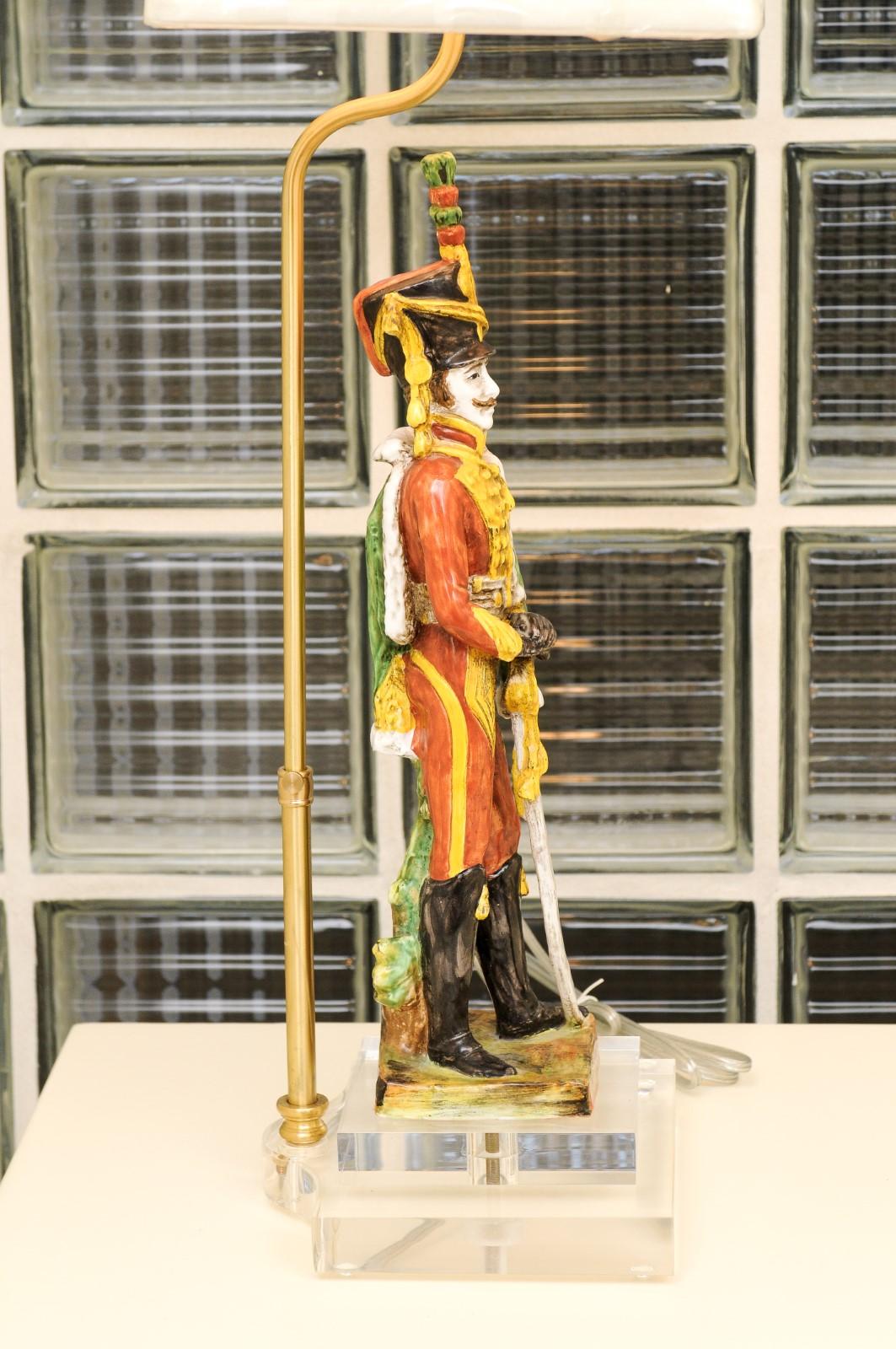 Extraordinary Pair of Italian Soldier Sculptures, circa 1970, as Custom Lamps For Sale 10